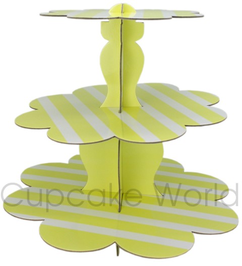 ROBERT GORDON YELLOW STRIPE CUPCAKE 3 TIER STAND DISPLAY ROBERT GORDON YELLOW STRIPE CUPCAKE 3 TIER STAND DISPLAY